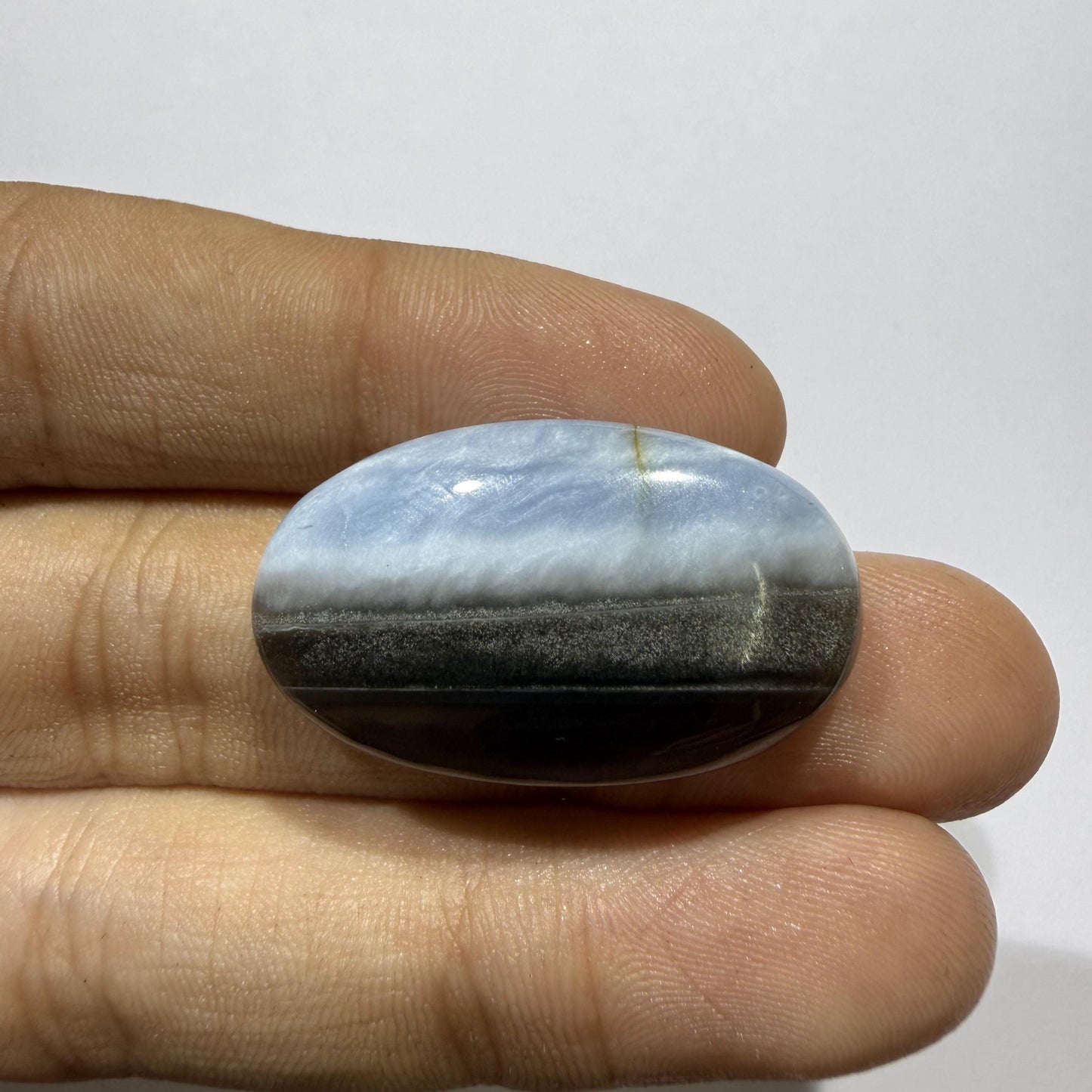 Natural Blue Opal Cabochon 31x18x6mm, 27 Ct Blue Opal Gemstone, Oval Loose Cabochon for Jewelry Making, Pendant & Ring