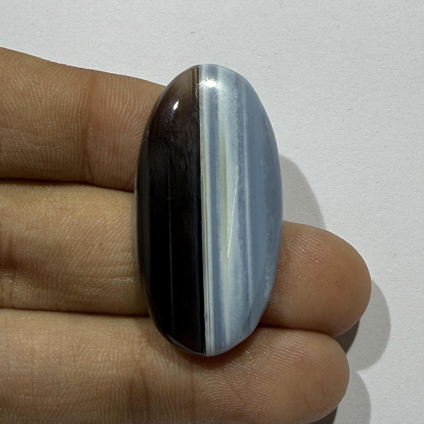 Natural Blue Opal Cabochon 36x18.5mm, 28 Ct Blue Opal Gemstone, Elongated Oval Loose Stone for Jewelry Making & Pendant
