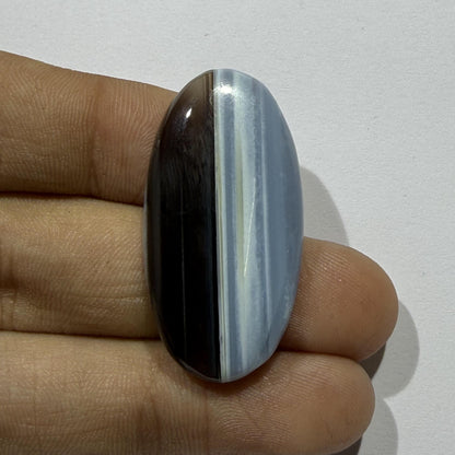 Natural Blue Opal Cabochon 36x18.5mm, 28 Ct Blue Opal Gemstone, Elongated Oval Loose Stone for Jewelry Making & Pendant