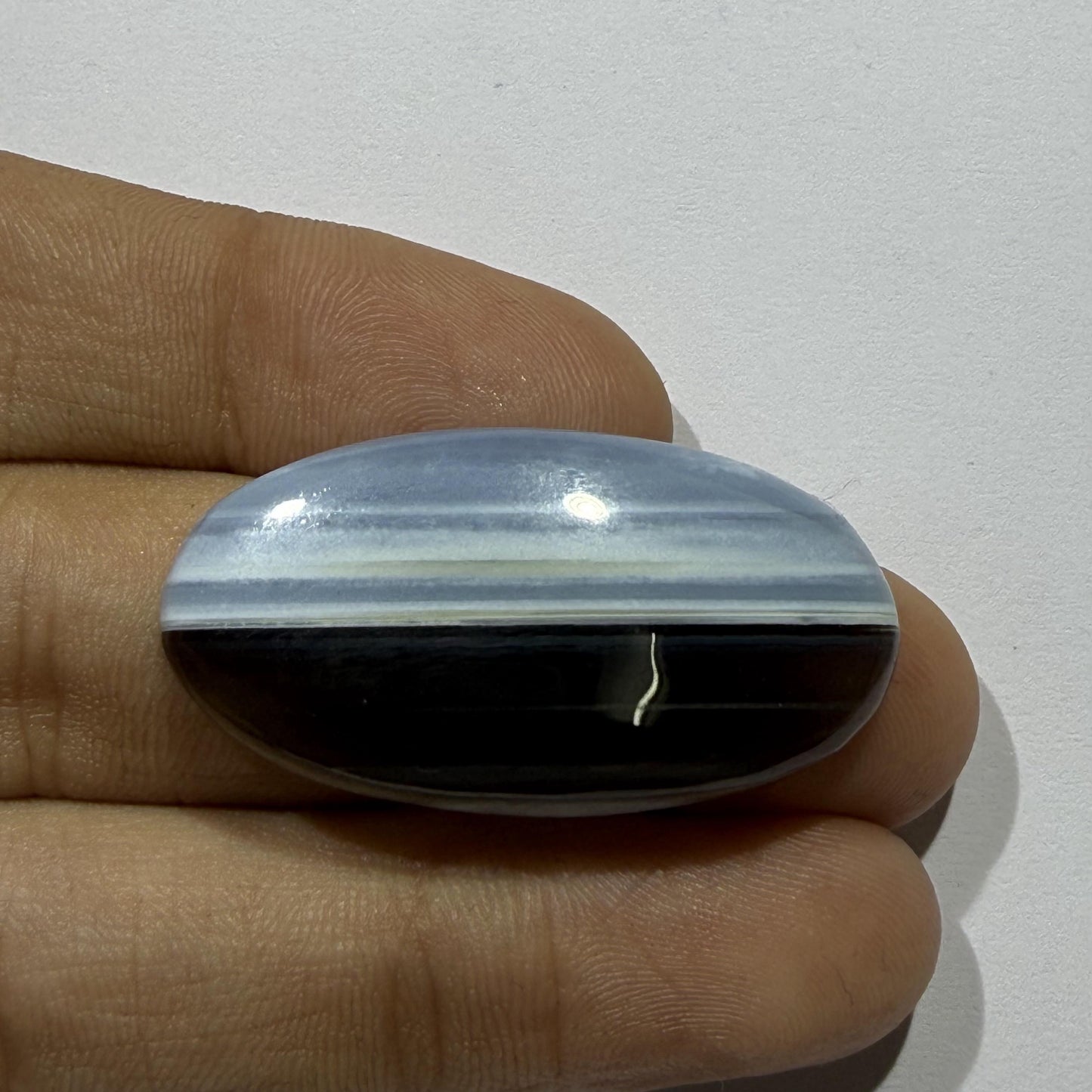 Natural Blue Opal Cabochon 36x18.5mm, 28 Ct Blue Opal Gemstone, Elongated Oval Loose Stone for Jewelry Making & Pendant