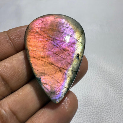 Purple Pear Labradorite Cabochon: Healing Crystal Gemstone (50x34x7 MM, 93 Cts