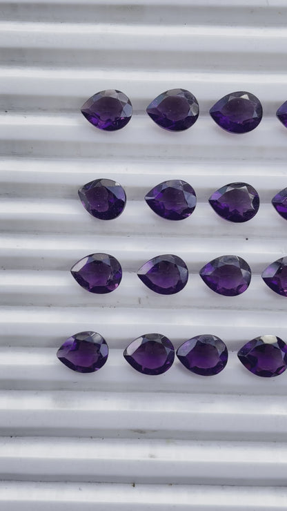 Amethyst Faceted Nice Quality (8x10 mm) Pear Shape (Lab Created)
