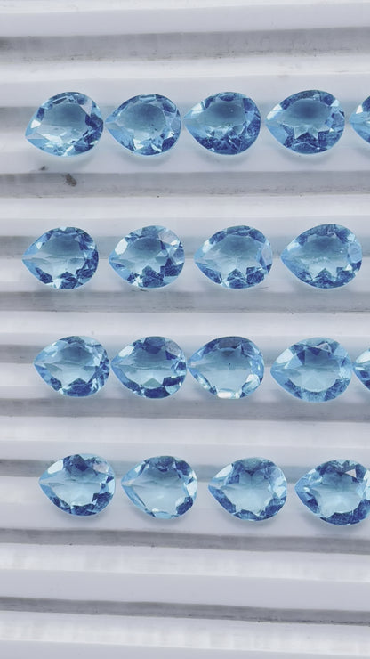 Sky Blue Topaz Faceted Nice Quality (8x10 mm) Pear Shape (Lab-Created)