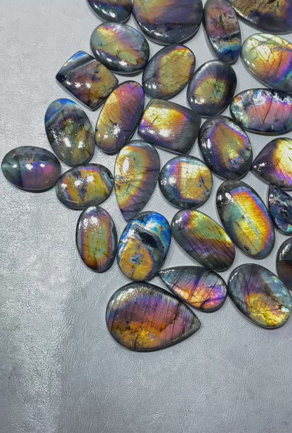Natural Multi Purple Labradorite Cabochon, Purple Labradorite By Weight With Different Shapes (Natural)
