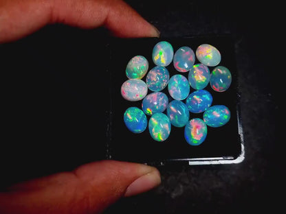 Beautiful Multi Play fire Ethiopian Opal 8x11 mm Oval Gemstone Cabochon, Calibrated Opal Stone, Natural Fire Opal Loose Stone For Jewelry Making.(Natural)
