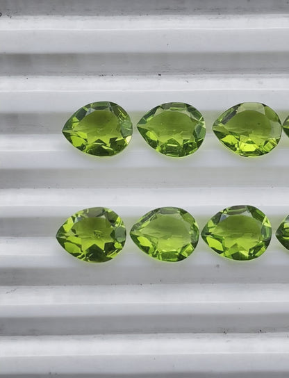 Peridot Faceted Nice Quality (8x10 mm) Pear Shape (Lab-Created)