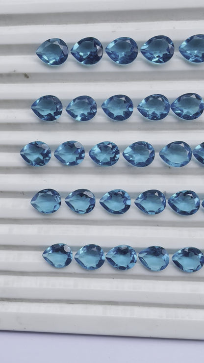 Swiss Blue Topaz Faceted Nice Quality (8x10 mm) Pear Shape (Lab-Created)