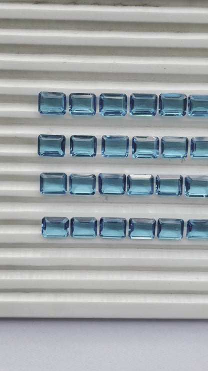 Swiss blue topaz Faceted Nice Quality (8x10 mm) Baguette Shape (Lab-Created)
