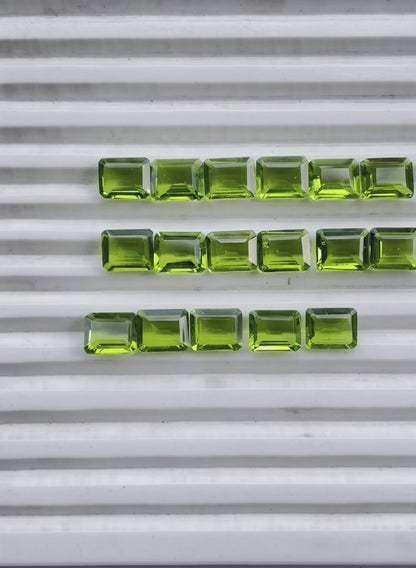 Peridot Faceted Nice Quality (8x10 mm) Baguette Shape (Lab-Created)