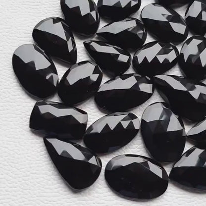 Fabulous Black Onyx Rose Cut Gemstone Wholesale Lot By Weight With Different Shapes And Sizes Used For Jewelry Making (Natural)