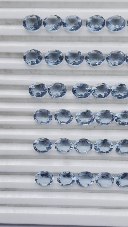 Aquamarine Faceted Nice Quality (8x10 mm) Oval Shape (Lab Created)