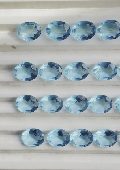 Sky blue topaz Faceted Nice Quality (8x10 mm) Oval Shape (Lab-Created)