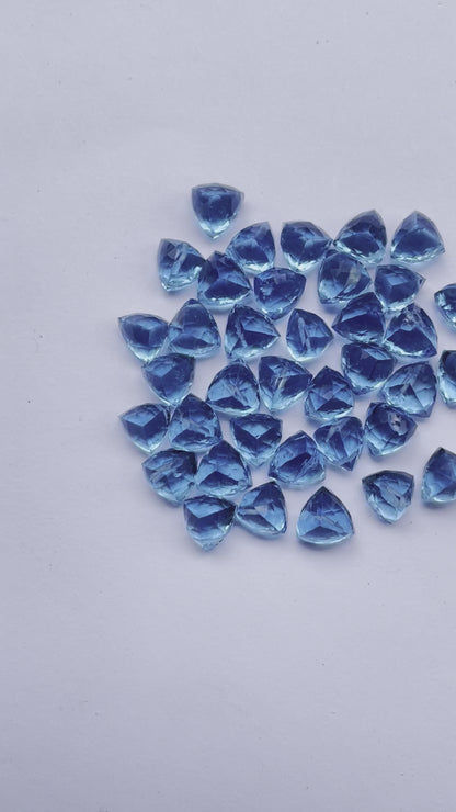 Swiss Blue Topaz Faceted Nice Quality (7mm) Trillion Shape (Lab-Created)