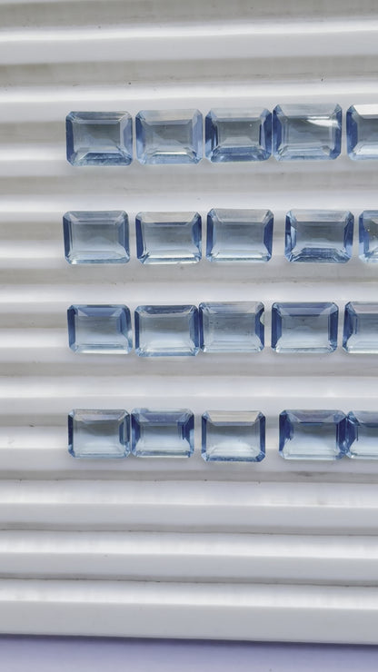 Aquamarine Faceted Nice Quality (8x10 mm) Baguette Shape (Lab Created)