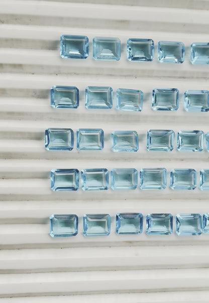 Sky blue topaz Faceted Nice Quality (8x10 mm) Baguette Shape (Lab-Created)