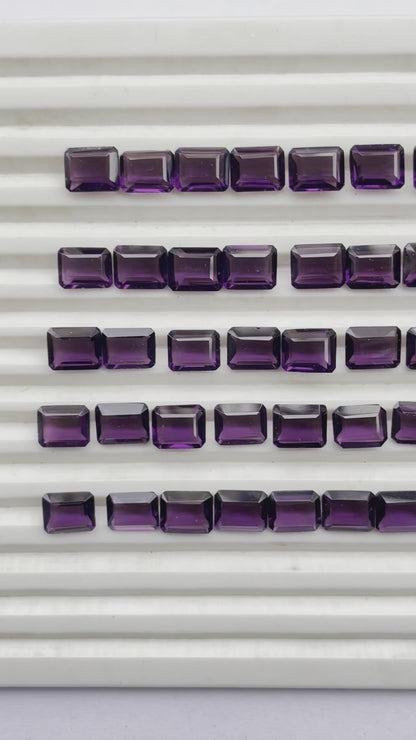 Amethyst Faceted Nice Quality (8x10 mm) Baguette Shape (Lab Created)