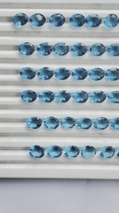 Swiss Blue Topaz Faceted Nice Quality (8x10 mm) Oval Shape (Lab-Created)