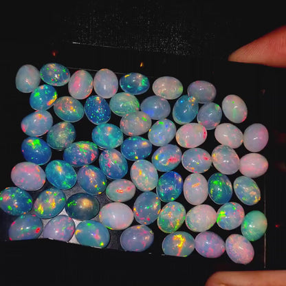 Natural Ethiopian Opal 8x10 mm Oval Gemstone Cabochon, Calibrated Opal Stone, Multi Fire Opal Loose Stone For Jewelry Making. (Natural)