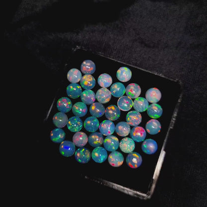 Natural Ethiopian Opal 6 mm Round Cabochon, Multi Fire Opal Gemstone, AAA Quality Opal Cabs Lot For Jewelry Making. (Natural)