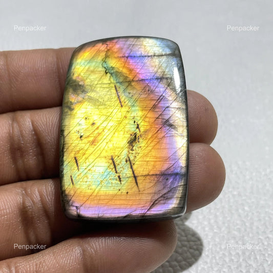 Rare Octagon Labradorite Cabochon: Multicolor Healing Gemstone