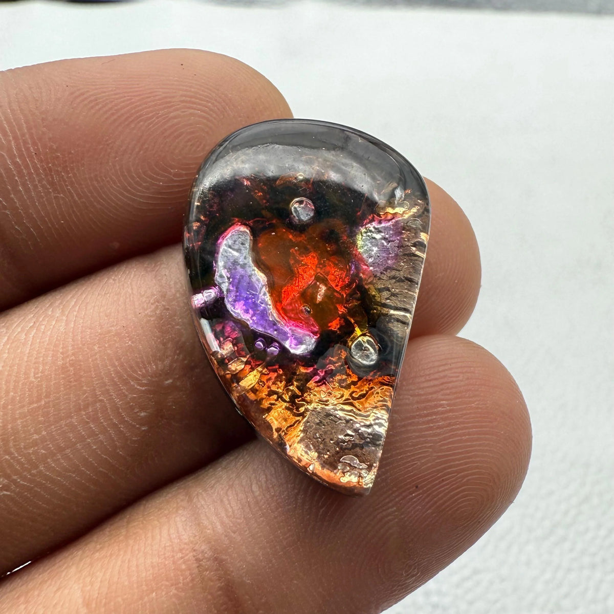 Dico Glass Gemstone Cabochon: Multi-Color Fancy Stone, 26x17x7 mm
