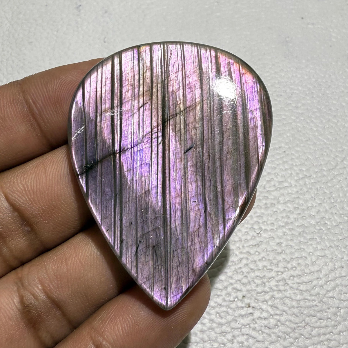 Purple Pear Labradorite Cabochon: Natural Gemstone (50x39x6 mm)