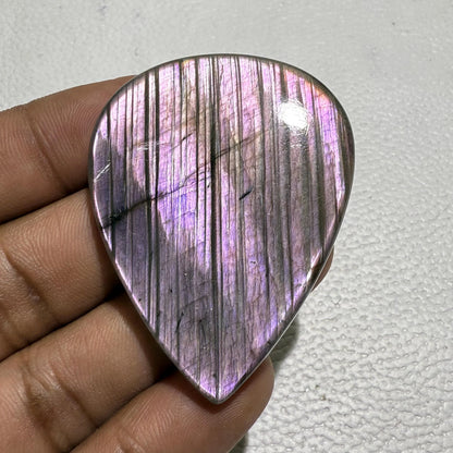 Purple Pear Labradorite Cabochon: Natural Gemstone (50x39x6 mm)