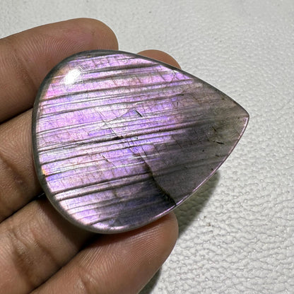 Purple Pear Labradorite Cabochon: Natural Gemstone (50x39x6 mm)
