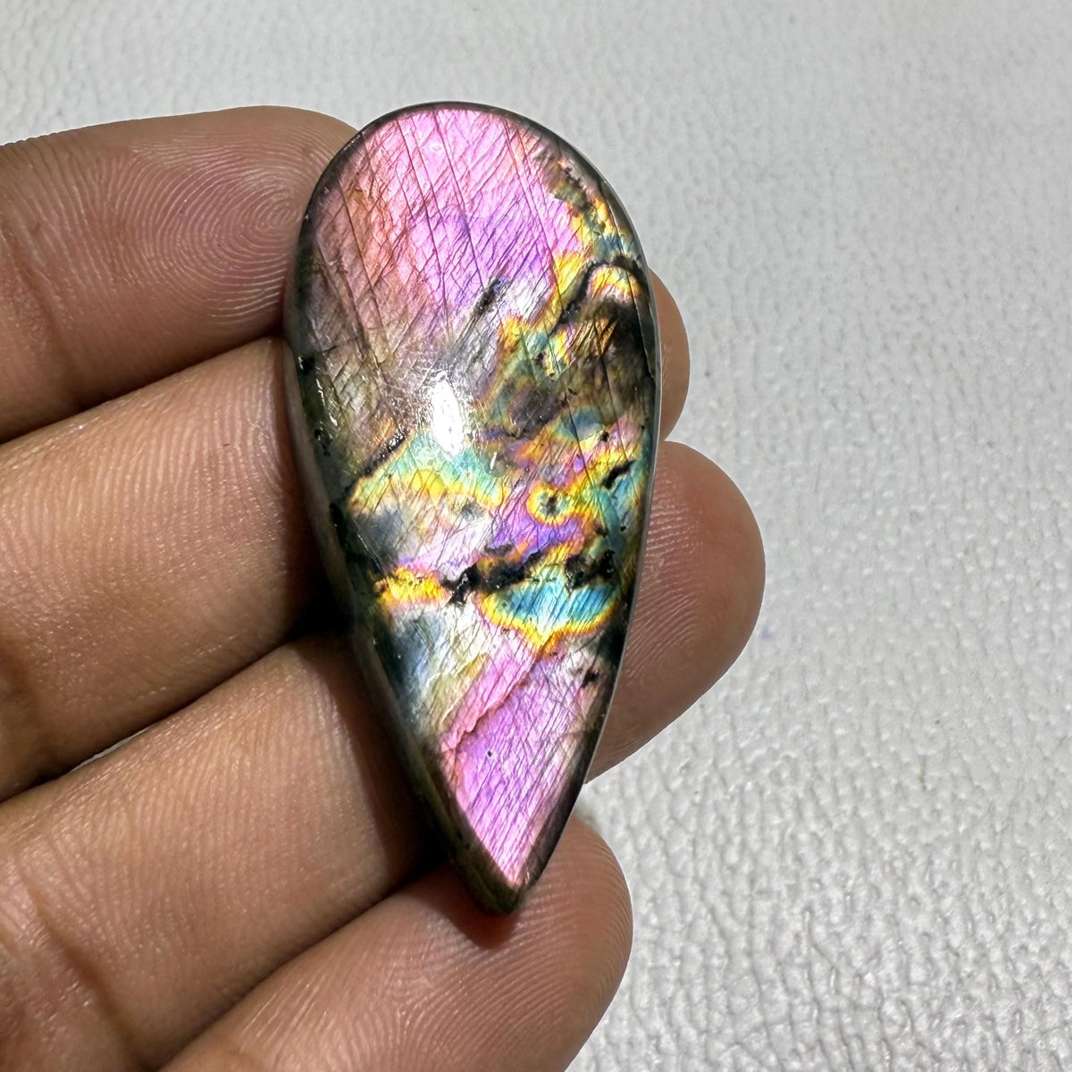 Spectrolite Labradorite Cabochon: Loose Gemstone for Jewelry Making (46x21x7.5mm, 65.7Cts.)