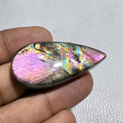 Spectrolite Labradorite Cabochon: Loose Gemstone for Jewelry Making (46x21x7.5mm, 65.7Cts.)