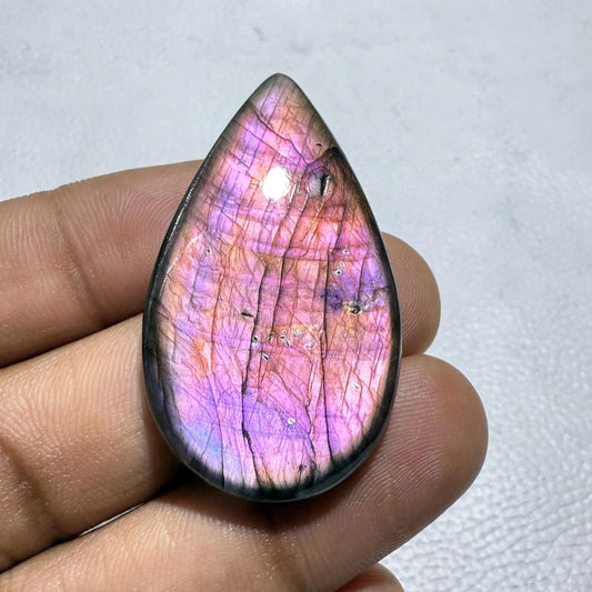 Purple Madagascar Labradorite Pear Cabochon: Designer Gemstone, 59 Cts