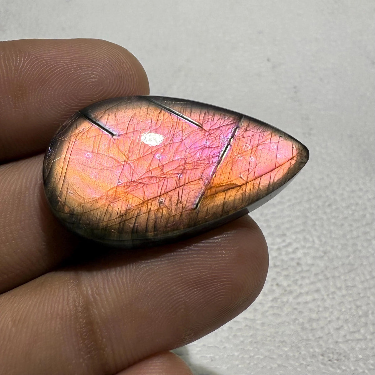 Flashy Purple Pear Labradorite Cabochon, Jewelry Making Gemstone (42.1 Ct)