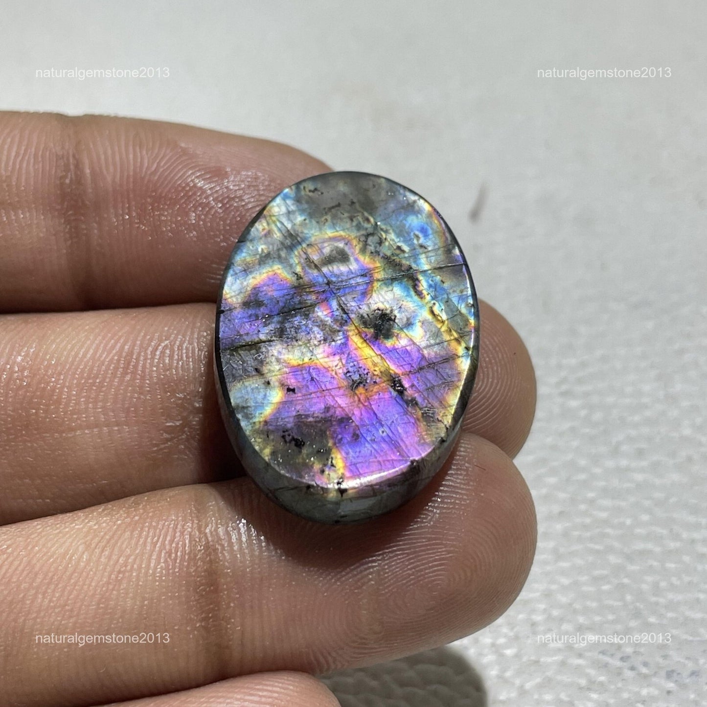 Natural Blue Opal Oval Cabochon, 44.5x19mm, 40 Ct, Loose Gemstone for Jewelry Making