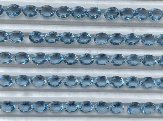 Aquamarine Faceted Nice Quality (8x10 mm) Oval Shape (Lab Created)
