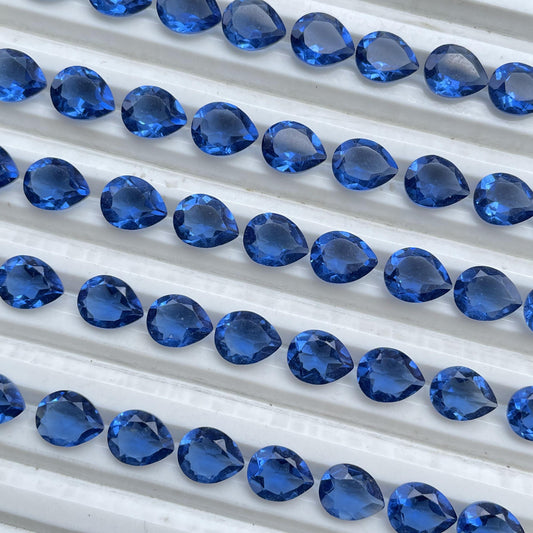sapphire Faceted Nice Quality (8x10 mm) Pear Shape (Lab-Created)