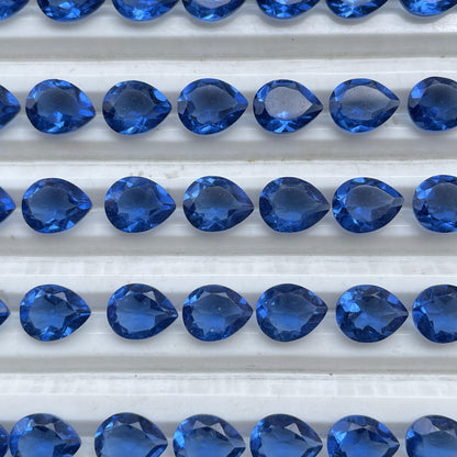 sapphire Faceted Nice Quality (8x10 mm) Pear Shape (Lab-Created)