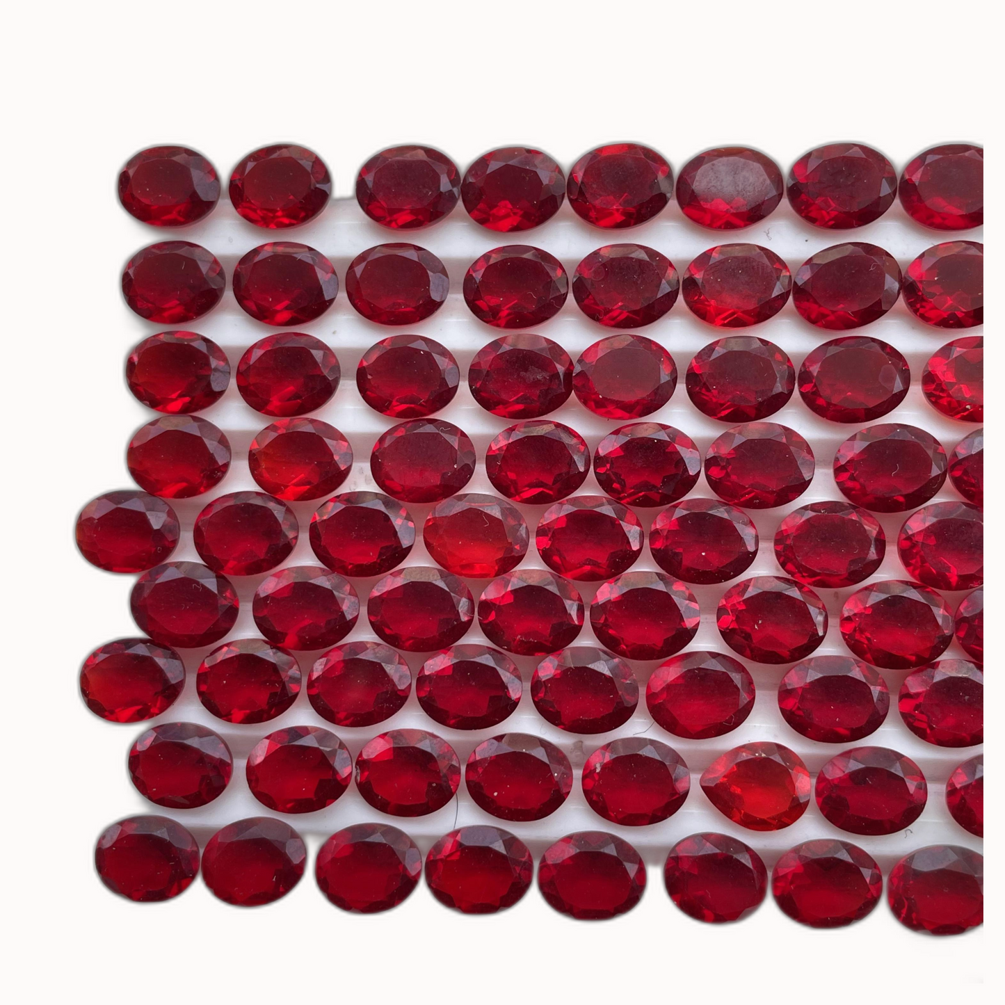 Red Ruby Faceted Nice Quality (8-10 mm) Oval Shape (Lab-Created)