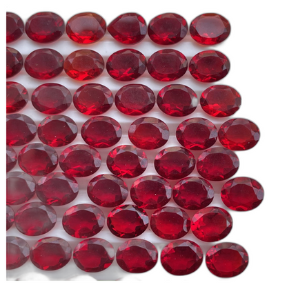 Red Ruby Faceted Nice Quality (8-10 mm) Oval Shape (Lab-Created)
