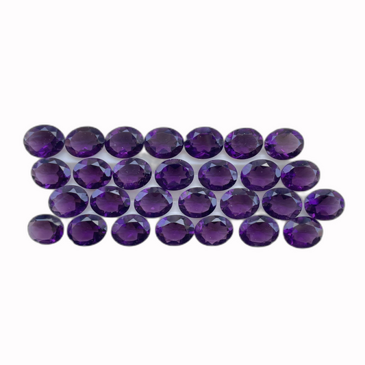 Purple Amethyst Faceted Nice Quality (8-10 mm) Oval Shape (Natural)