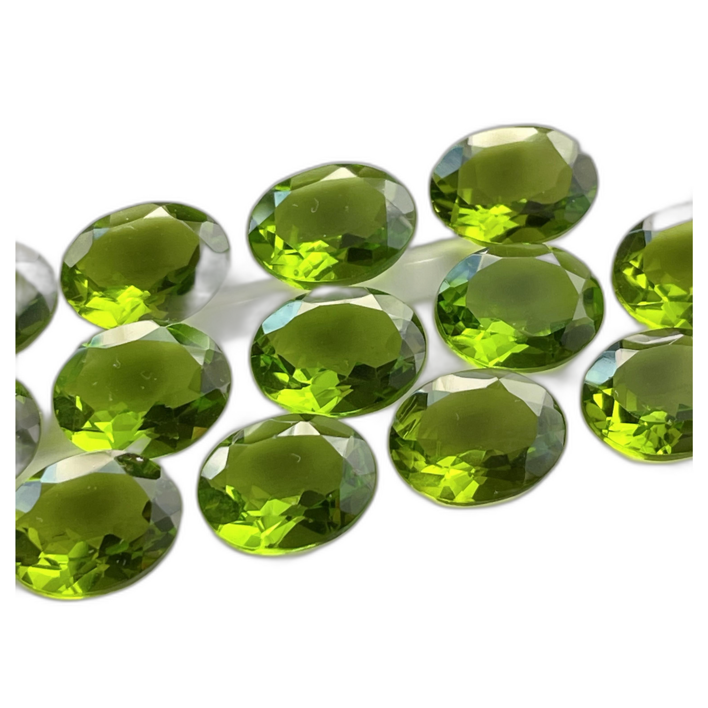 Peridot Faceted Nice Quality (8-10 mm) Oval Shape (Lab-Created)