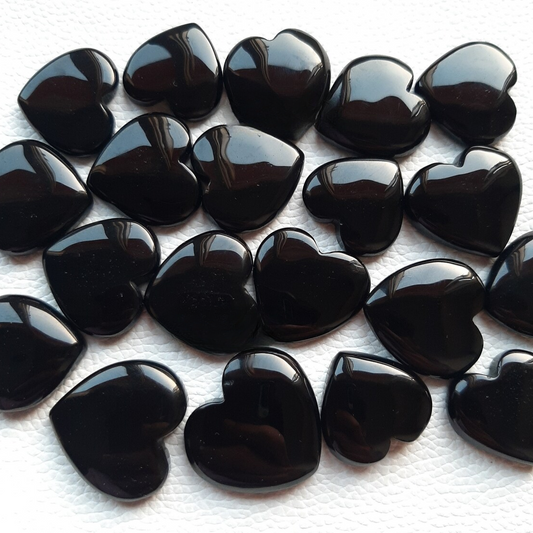 BLACK ONYX Heart Shape Cabochon Wholesale Lot By  Weight With Different Shapes And Sizes Used For Jewelry Making (Natural)