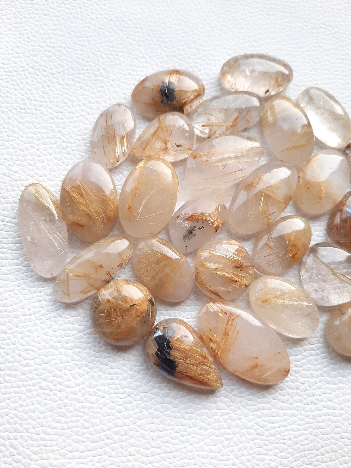 Natural Golden Rutile Cabochon Wholesale Lot By Weight With Different Shapes And Sizes Used For Jewelry Making (Natural)