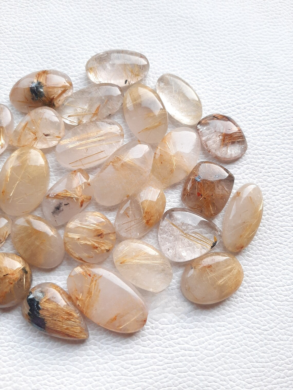 Natural Golden Rutile Cabochon Wholesale Lot By Weight With Different Shapes And Sizes Used For Jewelry Making (Natural)