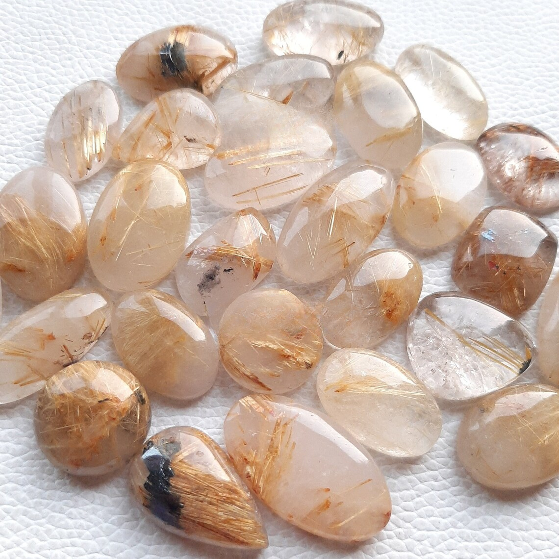 Natural Golden Rutile Cabochon Wholesale Lot By Weight With Different Shapes And Sizes Used For Jewelry Making (Natural)