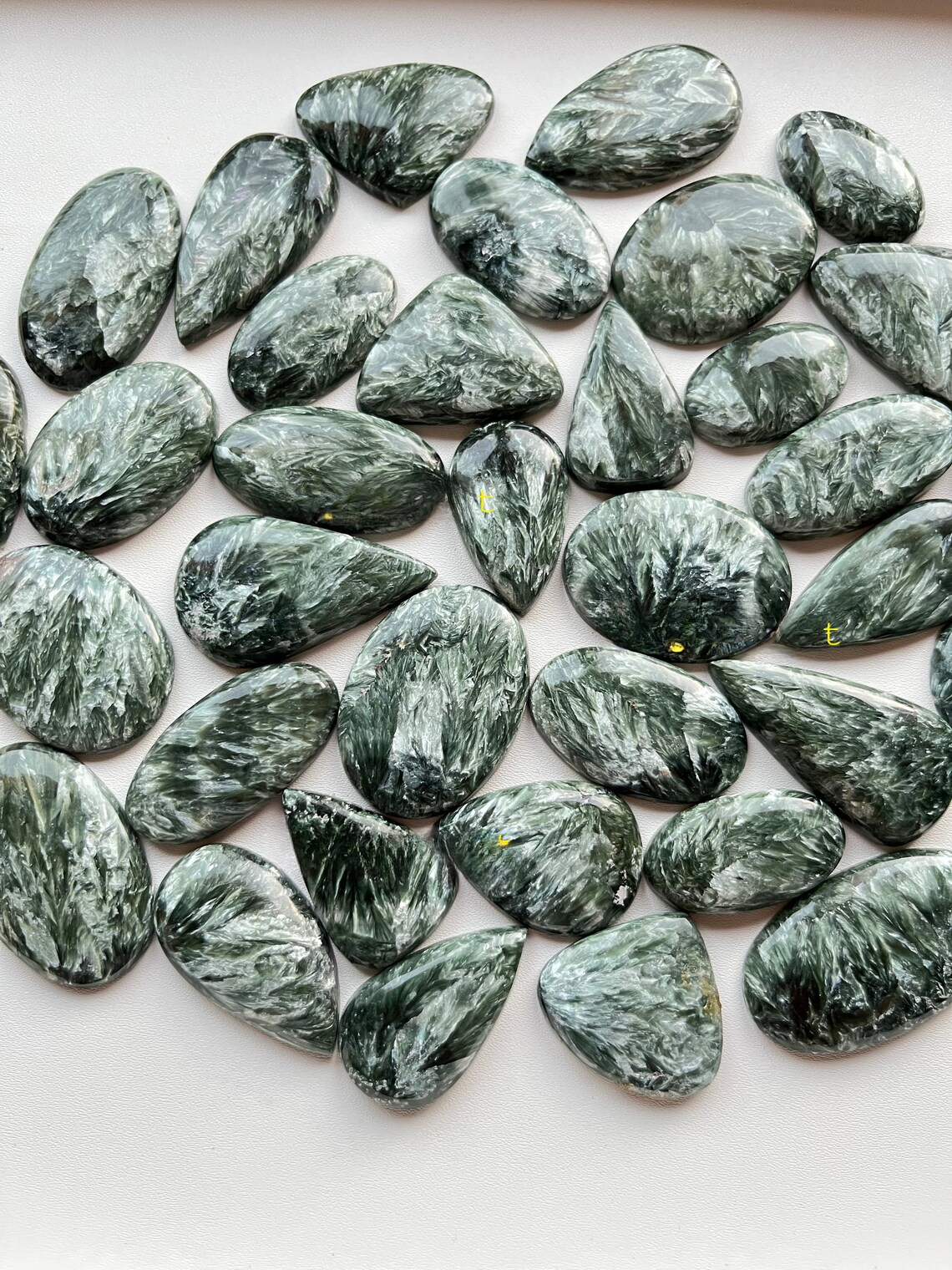 Top Quality SERAPHINITE Cabochon Wholesale Lot By Weight With Different Shapes And Sizes Used For Jewelry Making (Natural)