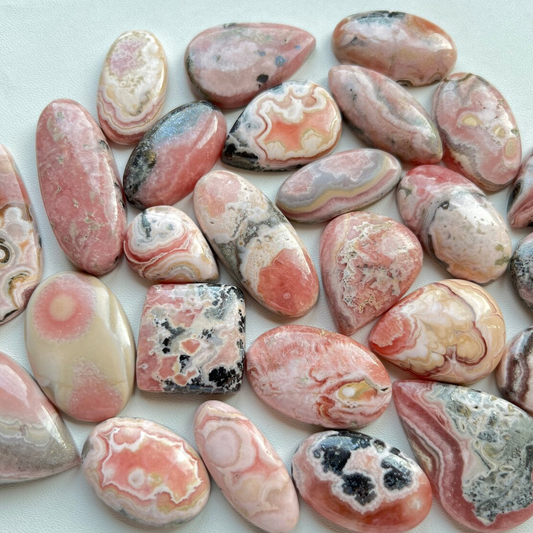 Natural Rhodochrosite Cabochon Wholesale Lot By Weight With Different Shapes And Sizes Used For Jewelry Making (Natural)