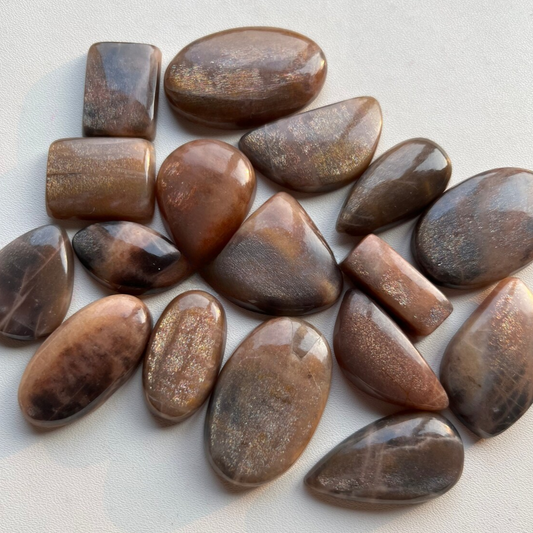 Natural Rainbow Sunstone Cabochon Wholesale Lot By Weight With Different Shapes And Sizes Used For Jewelry Making (Natural)