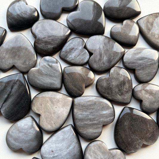 New SilverShine Obsidian Heart Shape Flatback Cabochon With Wholesale Price Used For Jewelry Making (Natural)