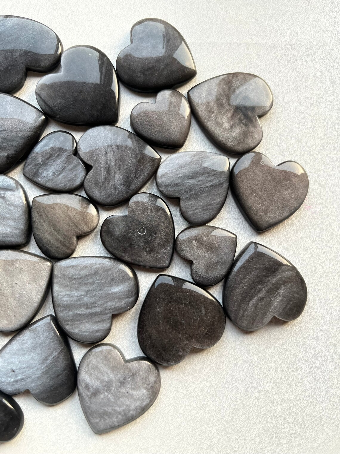 New SilverShine Obsidian Heart Shape Flatback Cabochon With Wholesale Price Used For Jewelry Making (Natural)