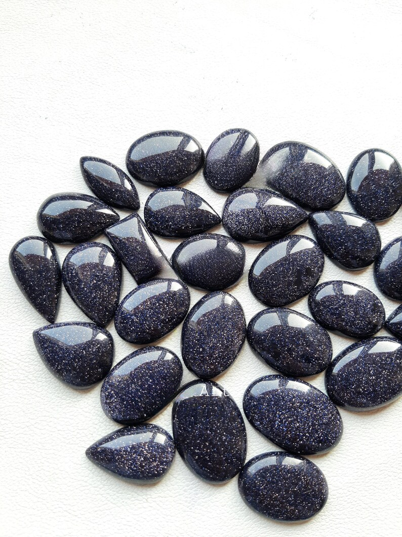 Wholesale Lot Blue Sandstone Cabochon By Weight With Different Shapes And Sizes Used For Jewelry Making (Lab-Created)